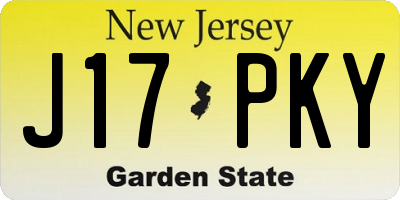 NJ license plate J17PKY