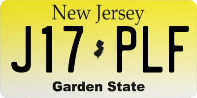 NJ license plate J17PLF