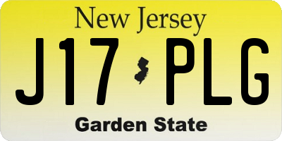 NJ license plate J17PLG