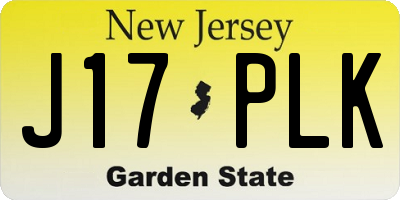 NJ license plate J17PLK