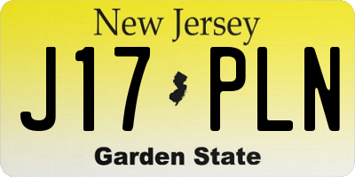 NJ license plate J17PLN
