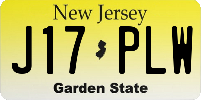 NJ license plate J17PLW