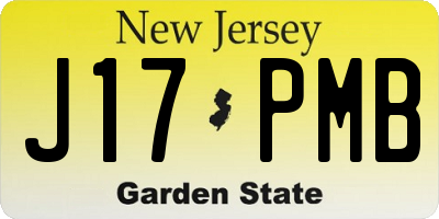 NJ license plate J17PMB