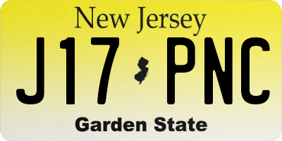 NJ license plate J17PNC