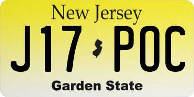 NJ license plate J17POC