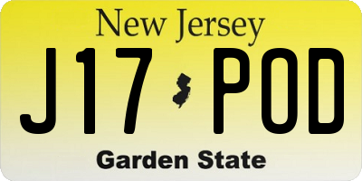 NJ license plate J17POD