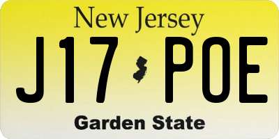 NJ license plate J17POE