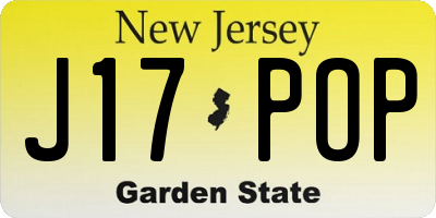 NJ license plate J17POP