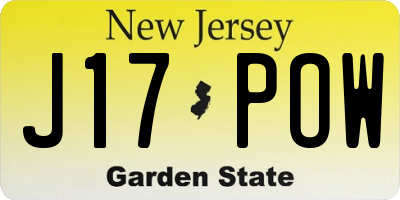 NJ license plate J17POW