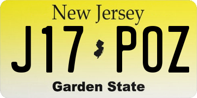 NJ license plate J17POZ