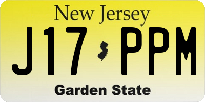 NJ license plate J17PPM