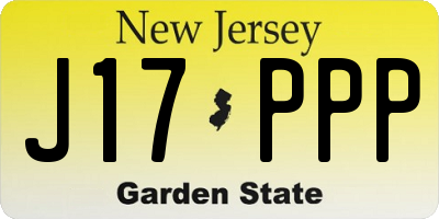 NJ license plate J17PPP