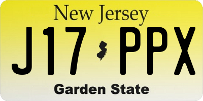 NJ license plate J17PPX