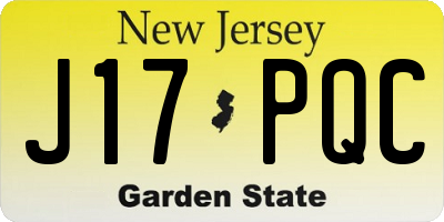 NJ license plate J17PQC