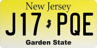 NJ license plate J17PQE