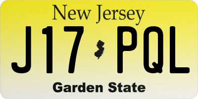 NJ license plate J17PQL