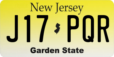 NJ license plate J17PQR