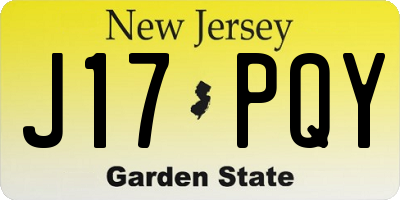 NJ license plate J17PQY