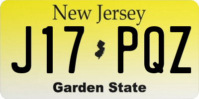 NJ license plate J17PQZ