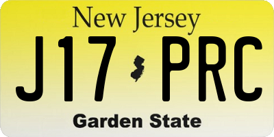 NJ license plate J17PRC