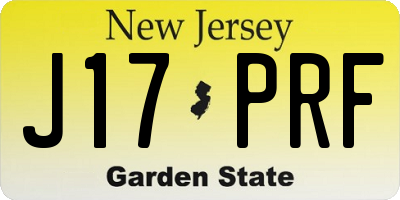NJ license plate J17PRF