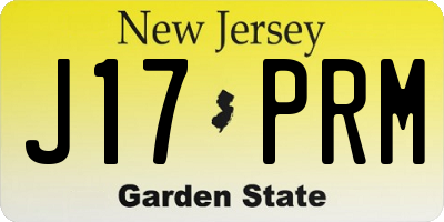 NJ license plate J17PRM