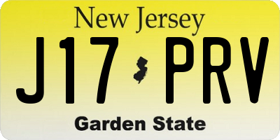 NJ license plate J17PRV