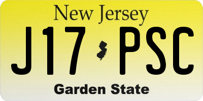 NJ license plate J17PSC