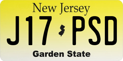 NJ license plate J17PSD