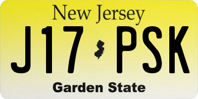 NJ license plate J17PSK