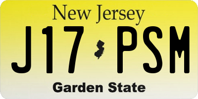 NJ license plate J17PSM