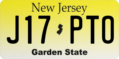NJ license plate J17PTO