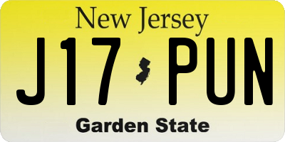 NJ license plate J17PUN