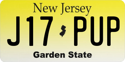 NJ license plate J17PUP