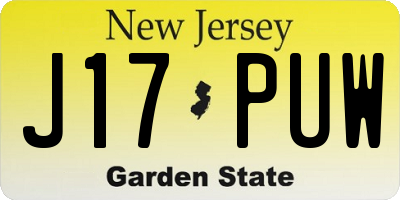 NJ license plate J17PUW