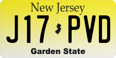 NJ license plate J17PVD