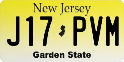 NJ license plate J17PVM