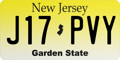 NJ license plate J17PVY