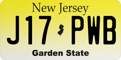 NJ license plate J17PWB