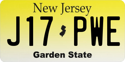 NJ license plate J17PWE