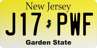 NJ license plate J17PWF