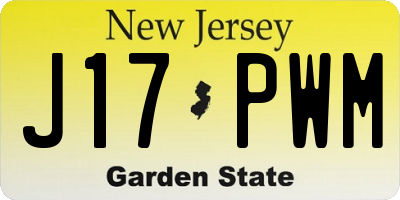NJ license plate J17PWM