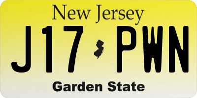 NJ license plate J17PWN