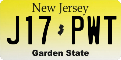 NJ license plate J17PWT