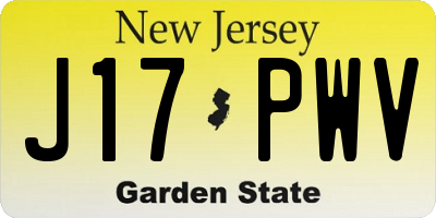 NJ license plate J17PWV