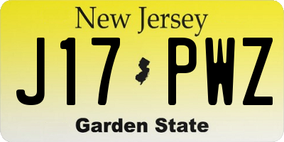NJ license plate J17PWZ