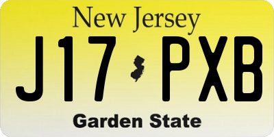 NJ license plate J17PXB