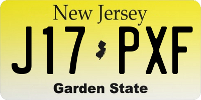 NJ license plate J17PXF