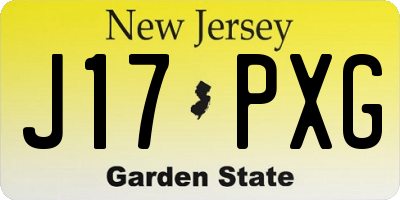 NJ license plate J17PXG
