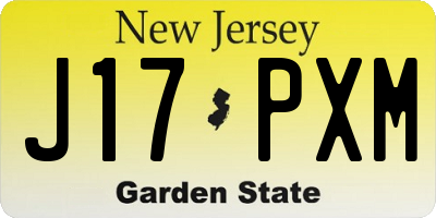 NJ license plate J17PXM